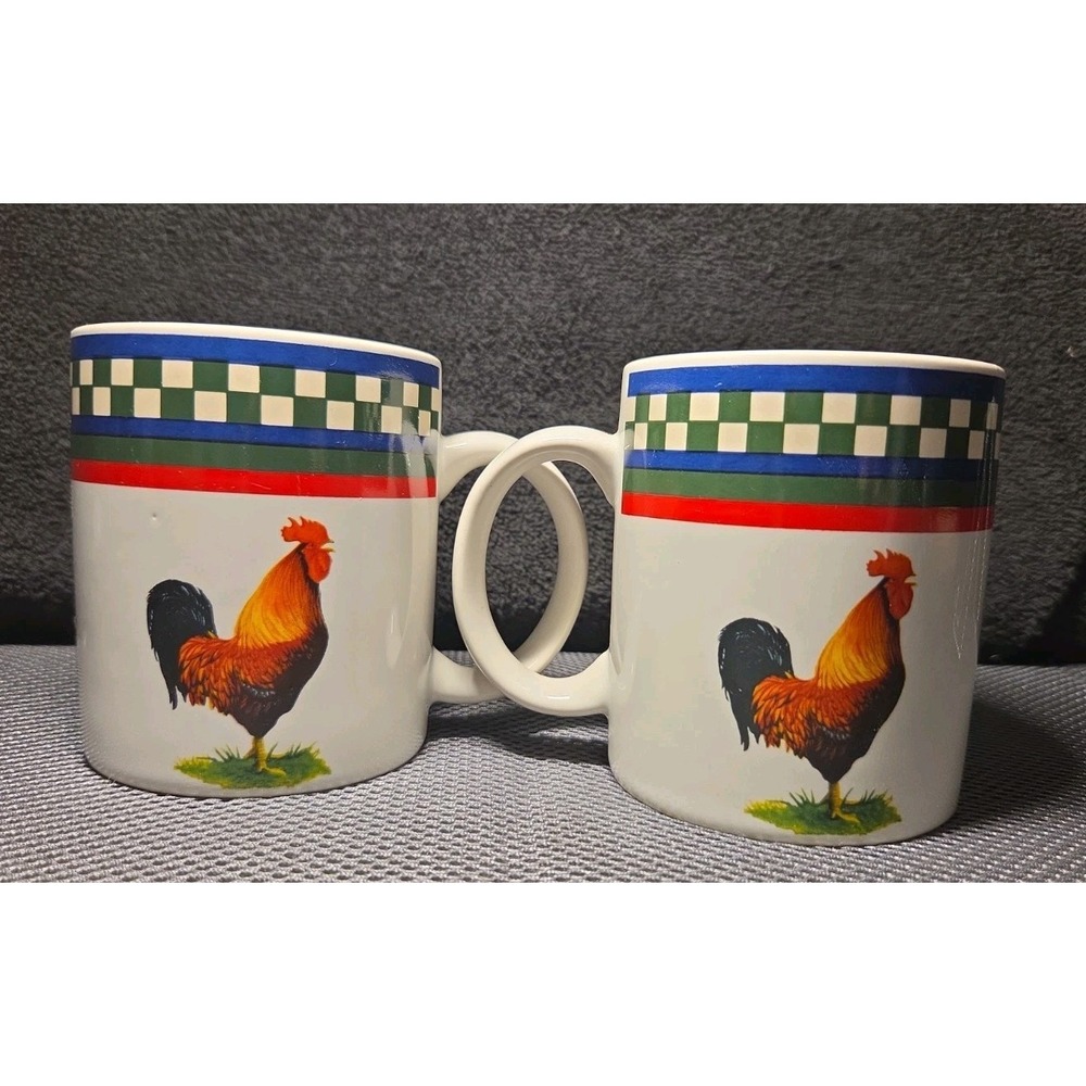 Set Of 2 International Tableworks Ella's Rooster Coffee Mugs